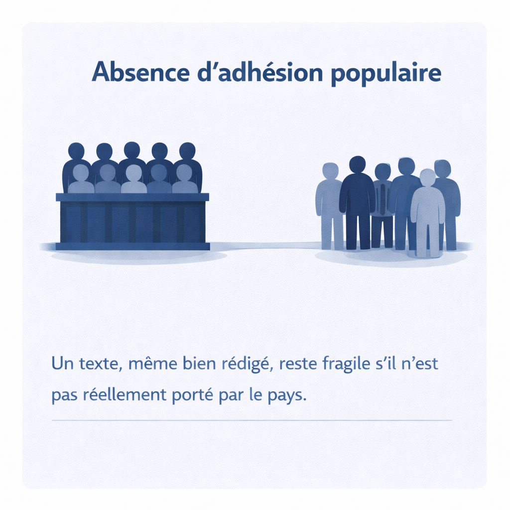 Absence d'adhésion populaire